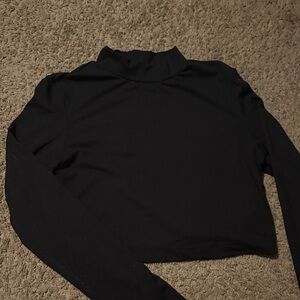 Cotton On Black Mock Neck Long Sleeve Crop Top